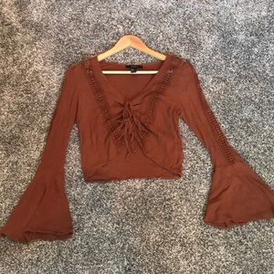 Forever 21 boho bell sleeve crop top